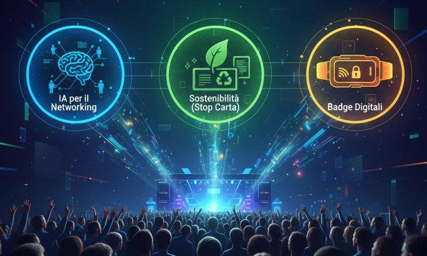 Tendenze eventi 2026: IA per il networking, sostenibilità e badge digitali