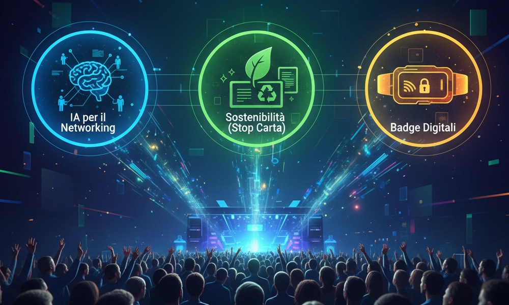 Tendenze eventi 2026: ia per il networking, sostenibilità e badge digitali