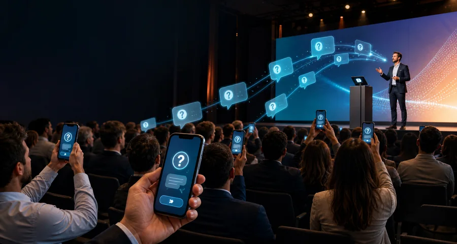 Audience questions sent to the speaker with askMe during a live Q&A session