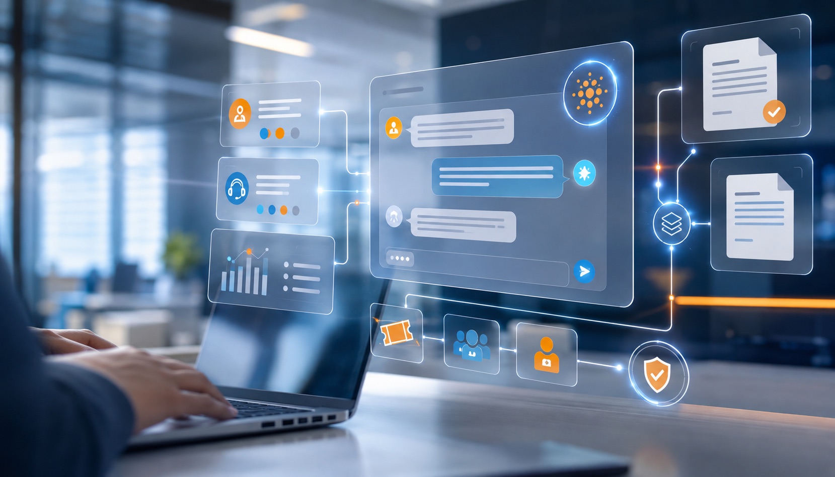 Assistente AI aziendale collegato a knowledge base e workflow di supporto