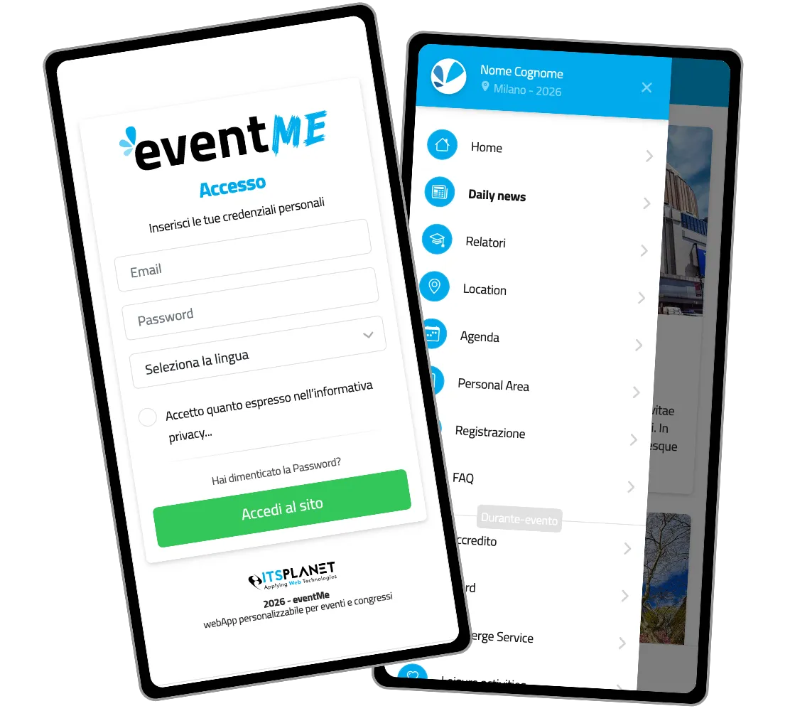 Screenshot di login di eventMe