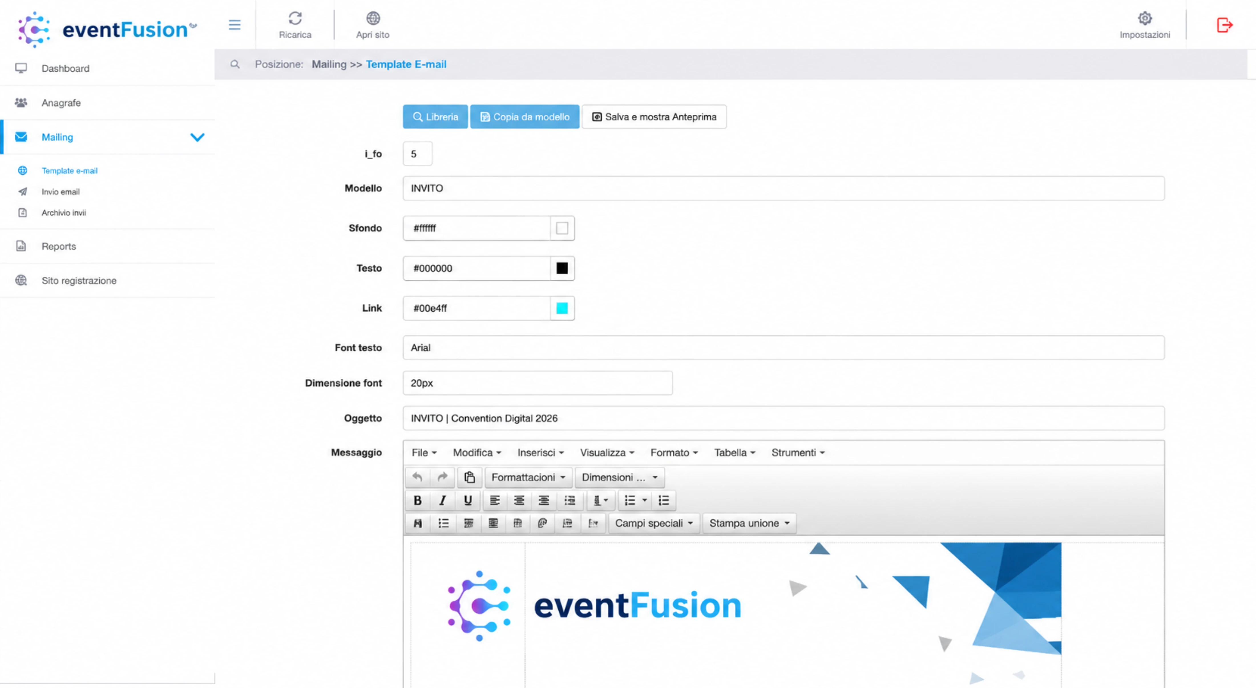 Comunicazioni e mailing per eventi