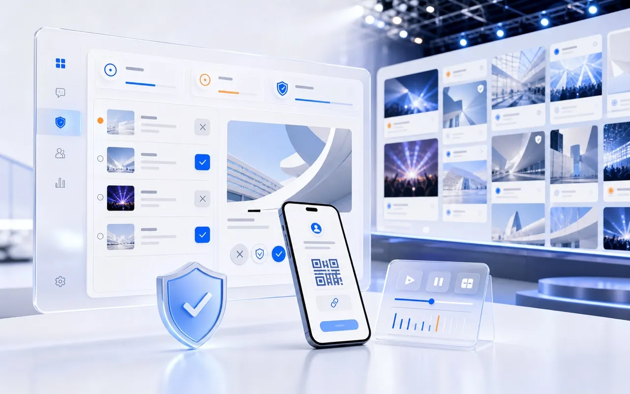 Dashboard regia eventWall per gestire eventi, post, monitor e contenuti live