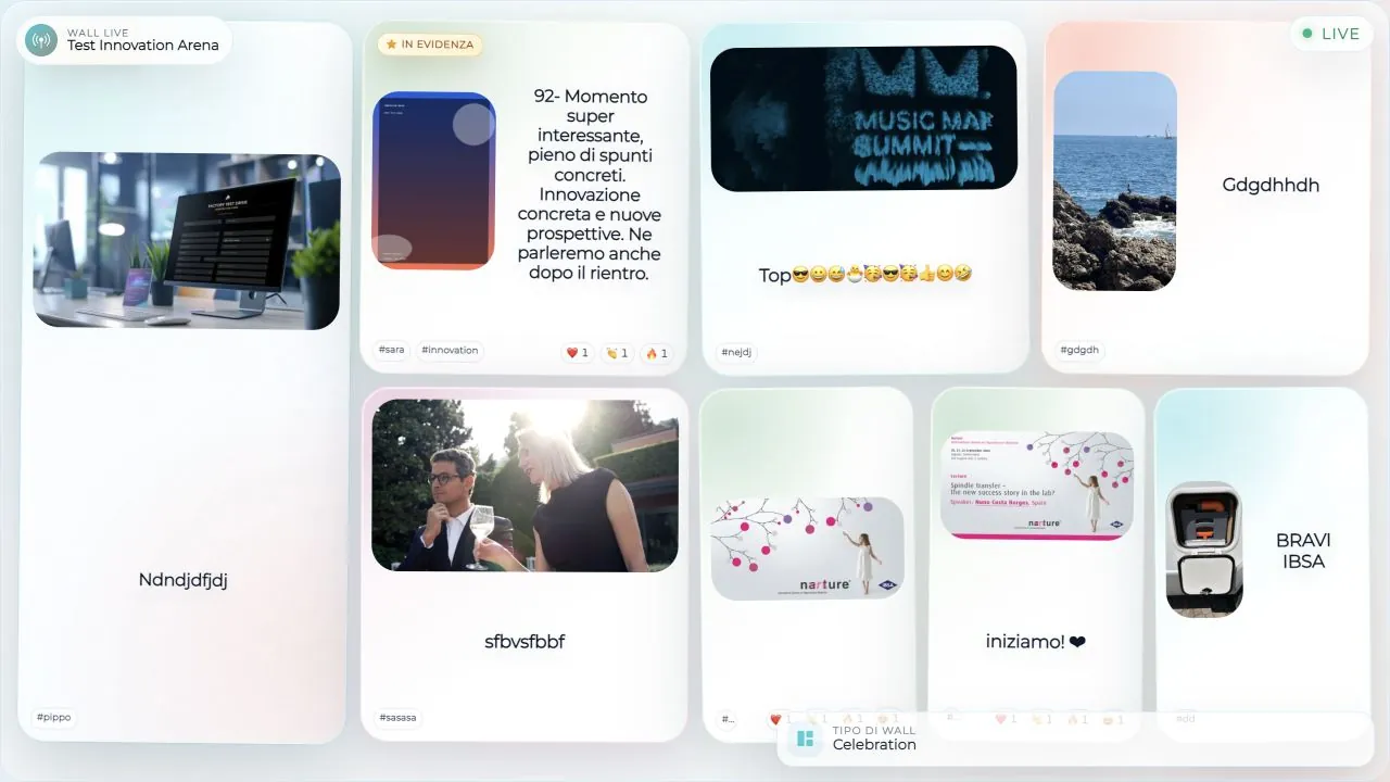 Social wall eventWall con contenuti del pubblico su maxischermo