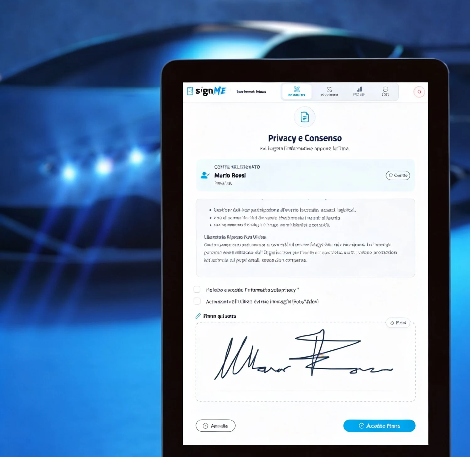 signMe interface for digital signature collection