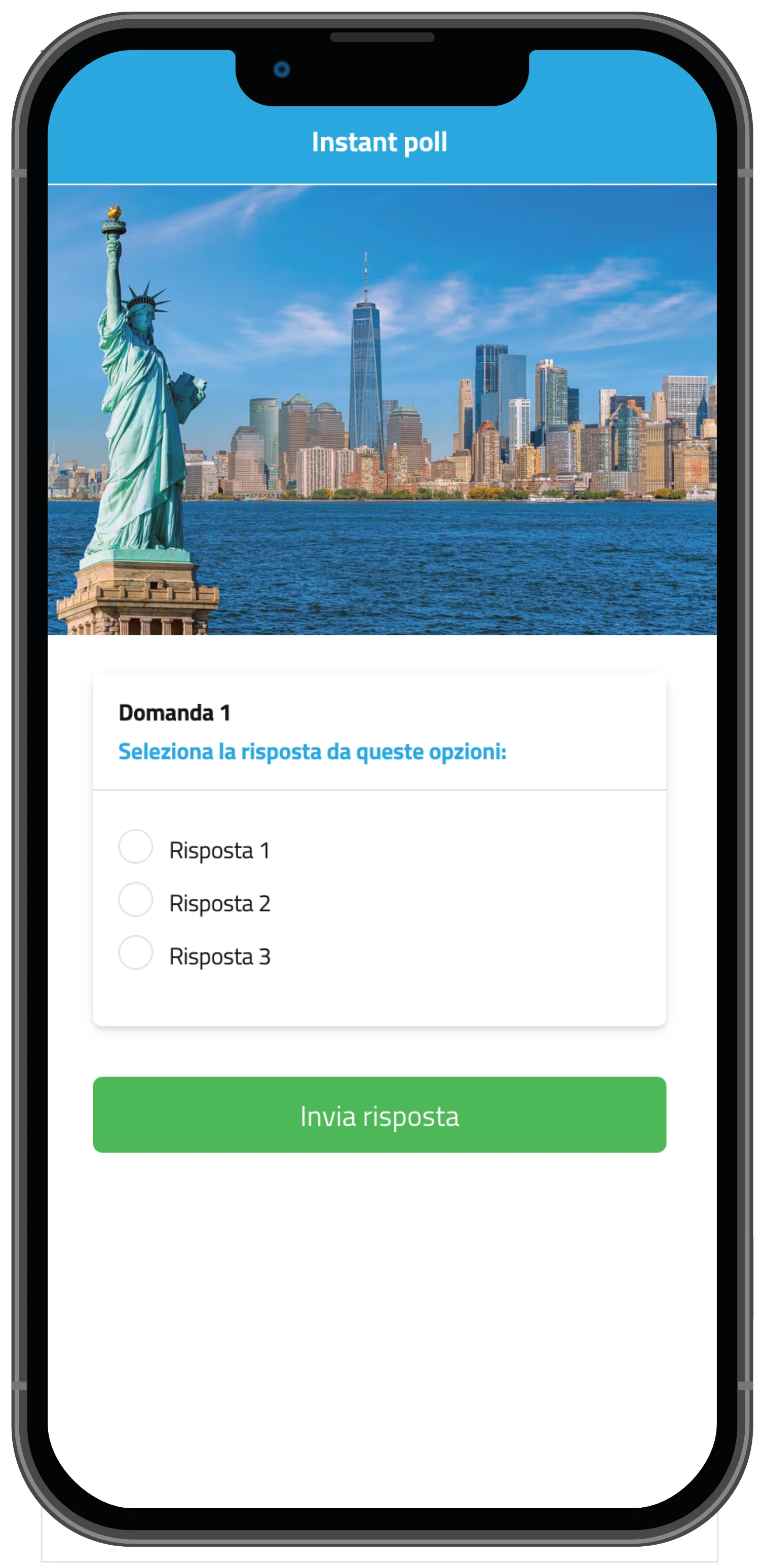 Screen di pollMe che mostra le domande