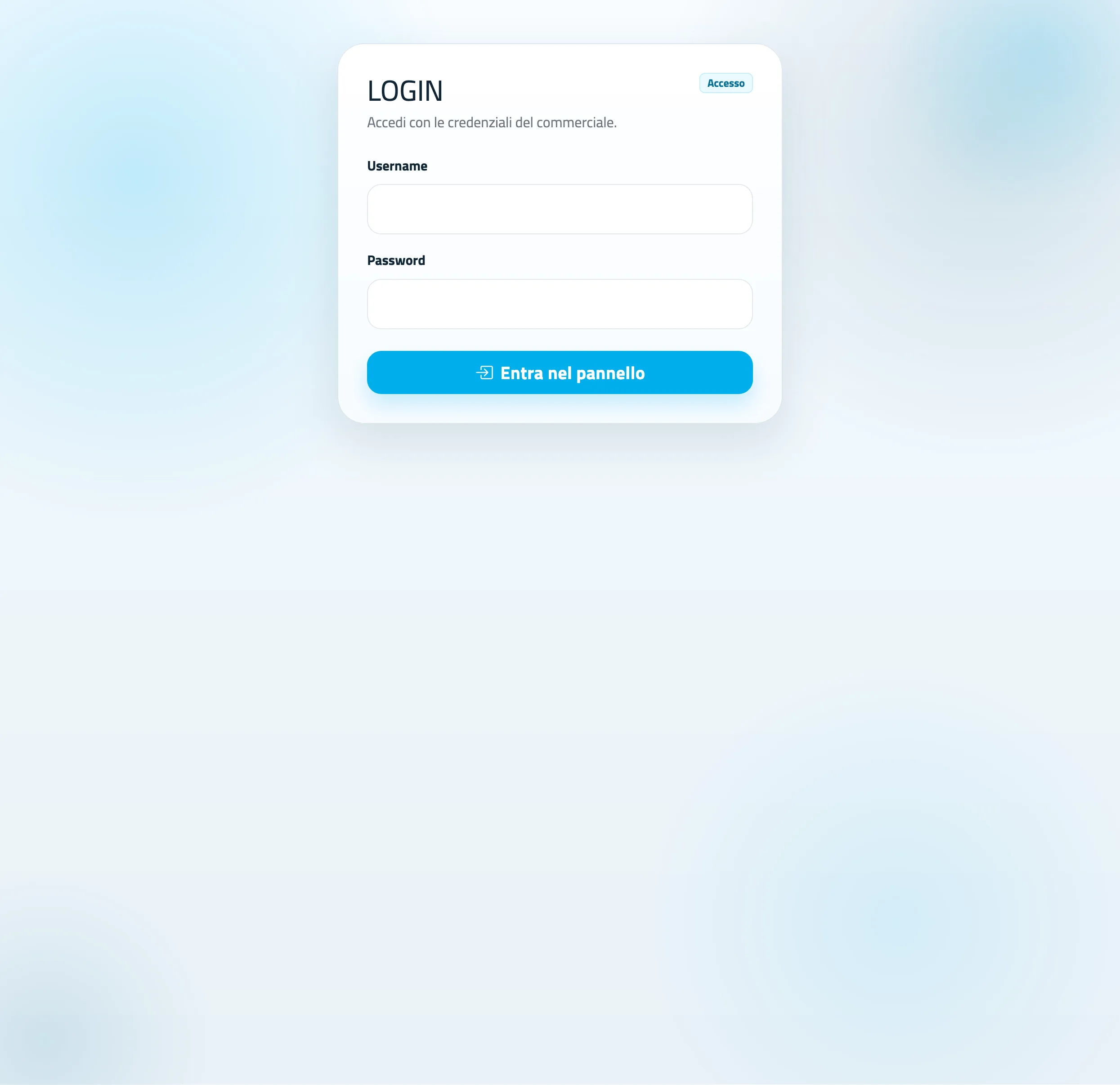 Schermata login della piattaforma RoomPlanner