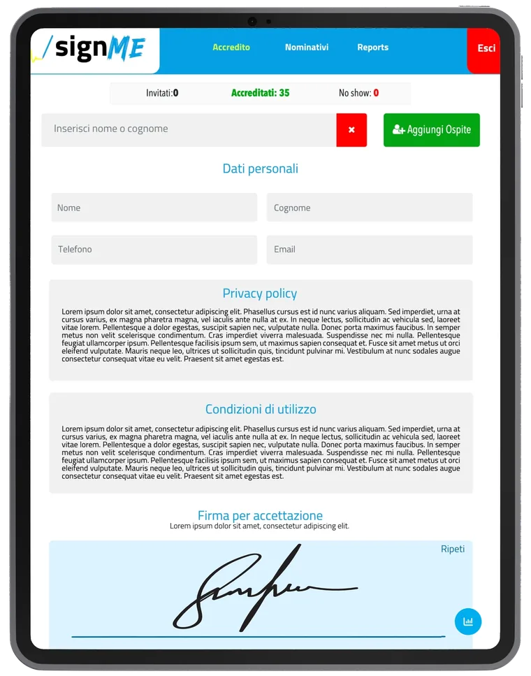 Consent and privacy management for events